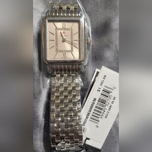 Michele Silver Watch with Diamond Accents